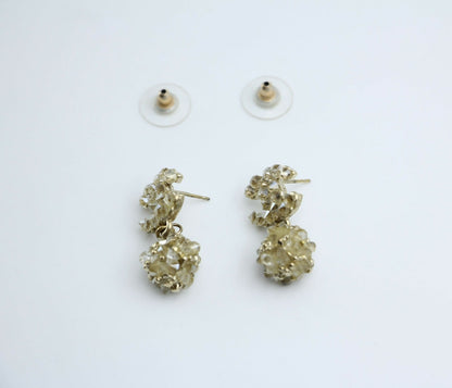 Chanel A12A Metal Engraving Vintage Concave Stud Earrings