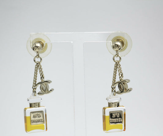 Chanel Vintage 08A Acrylic Perfume Bottle Stud Earrings