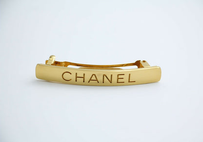 Chanel Vintage 98A Matte Gold-plated ‘CHANEL’ Hairpin