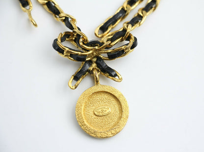 Chanel Vintage 96P Mrs Coco Gold-plated Leather Chain Necklace