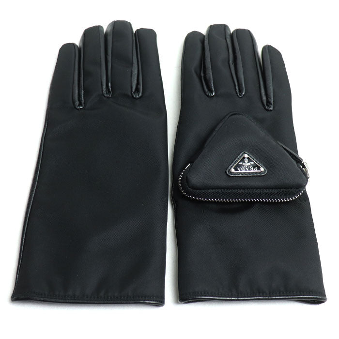 Prada Triangle Logo Leather Gloves