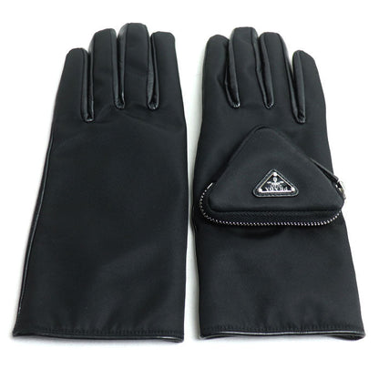 Prada Triangle Logo Leather Gloves