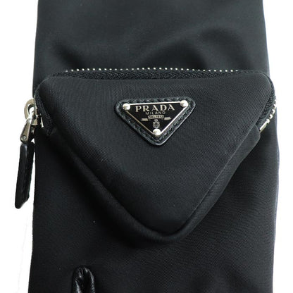 Prada Triangle Logo Leather Gloves