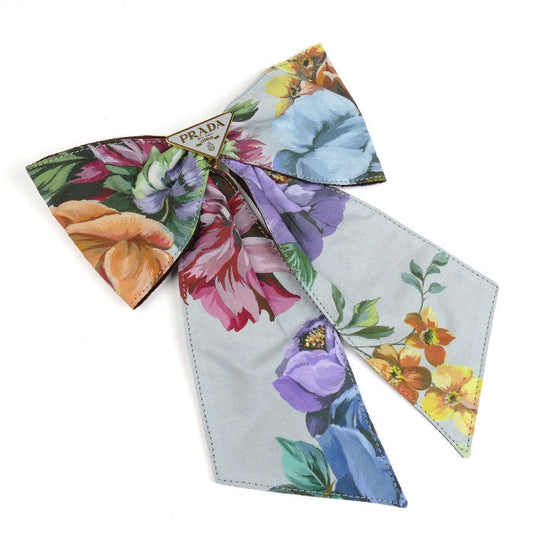 Prada Print Fabric Cotton Brass Hair Clip