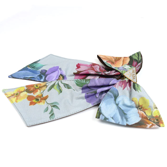 Prada Print Fabric Cotton Brass Hair Clip