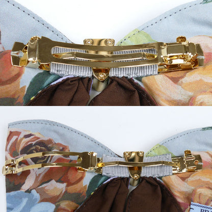 Prada Print Fabric Cotton Brass Hair Clip