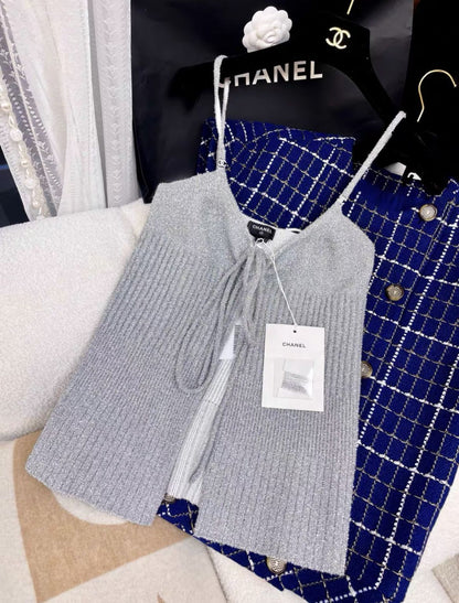 Chanel 22A silver diamond top