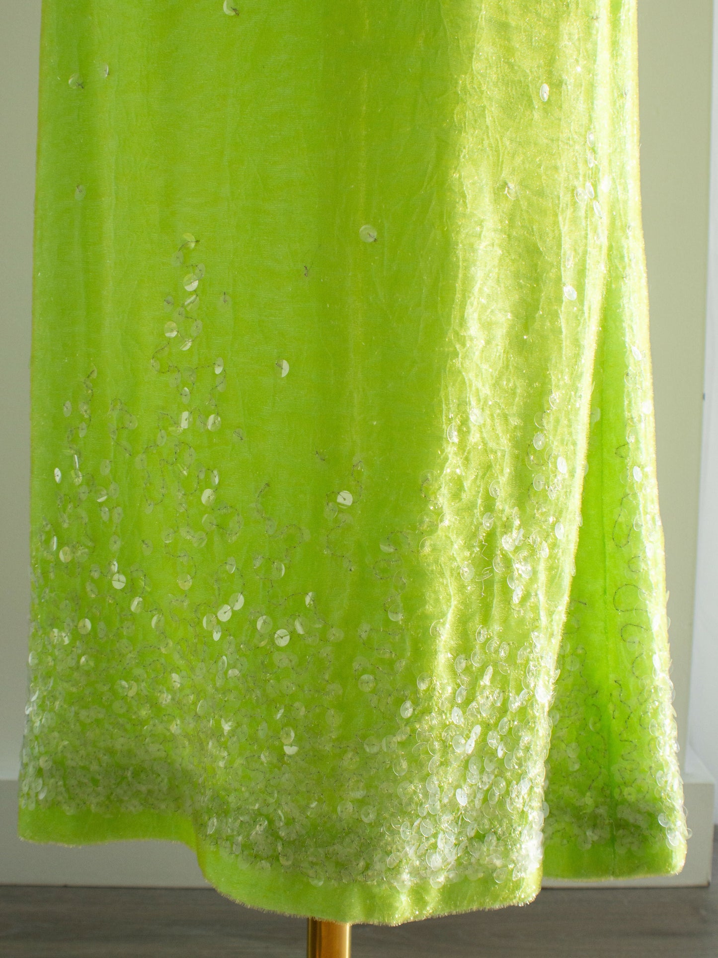 Chanel Vintage S/S1997 Green Sequin Embellished Velvet Dress Gown Jacket 97P Set