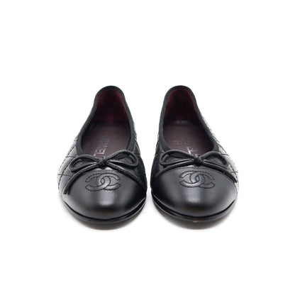 Quilted flats Black Aged Calfskin size 35C