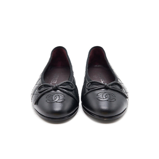 Quilted flats Black Aged Calfskin size 35C