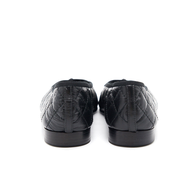 Quilted flats Black Aged Calfskin size 35C