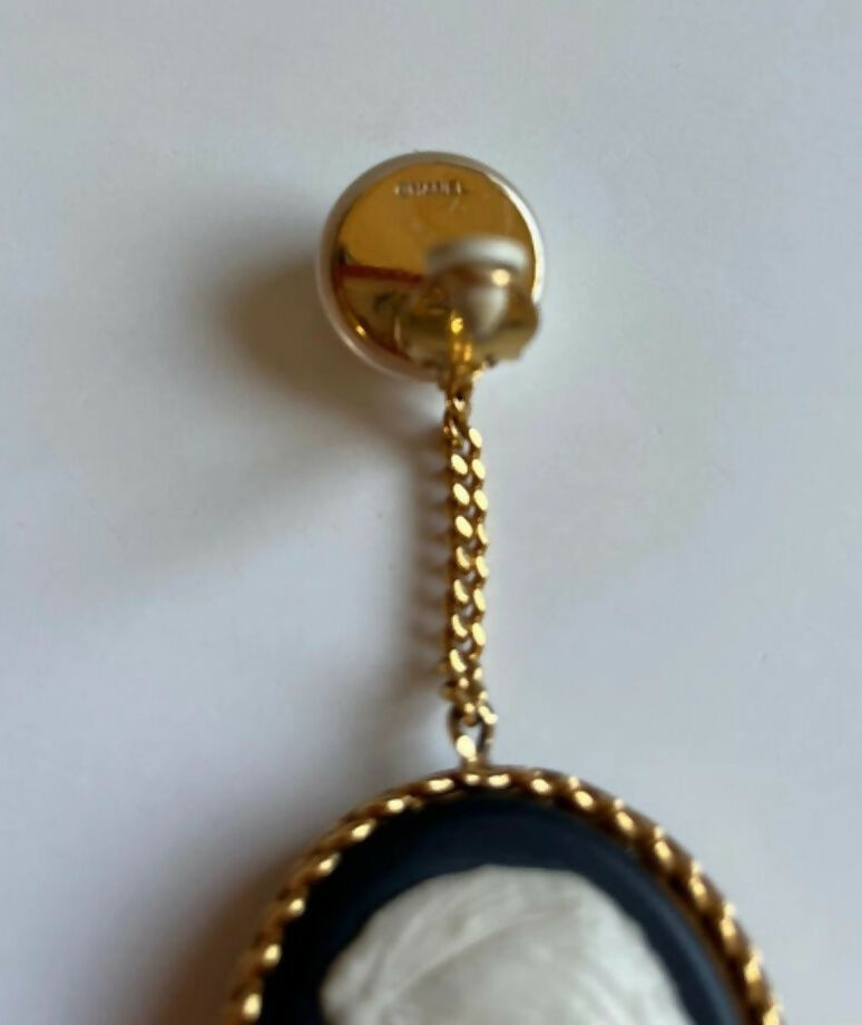 Chanel Vintage Faux Pearl Cameo Earrings