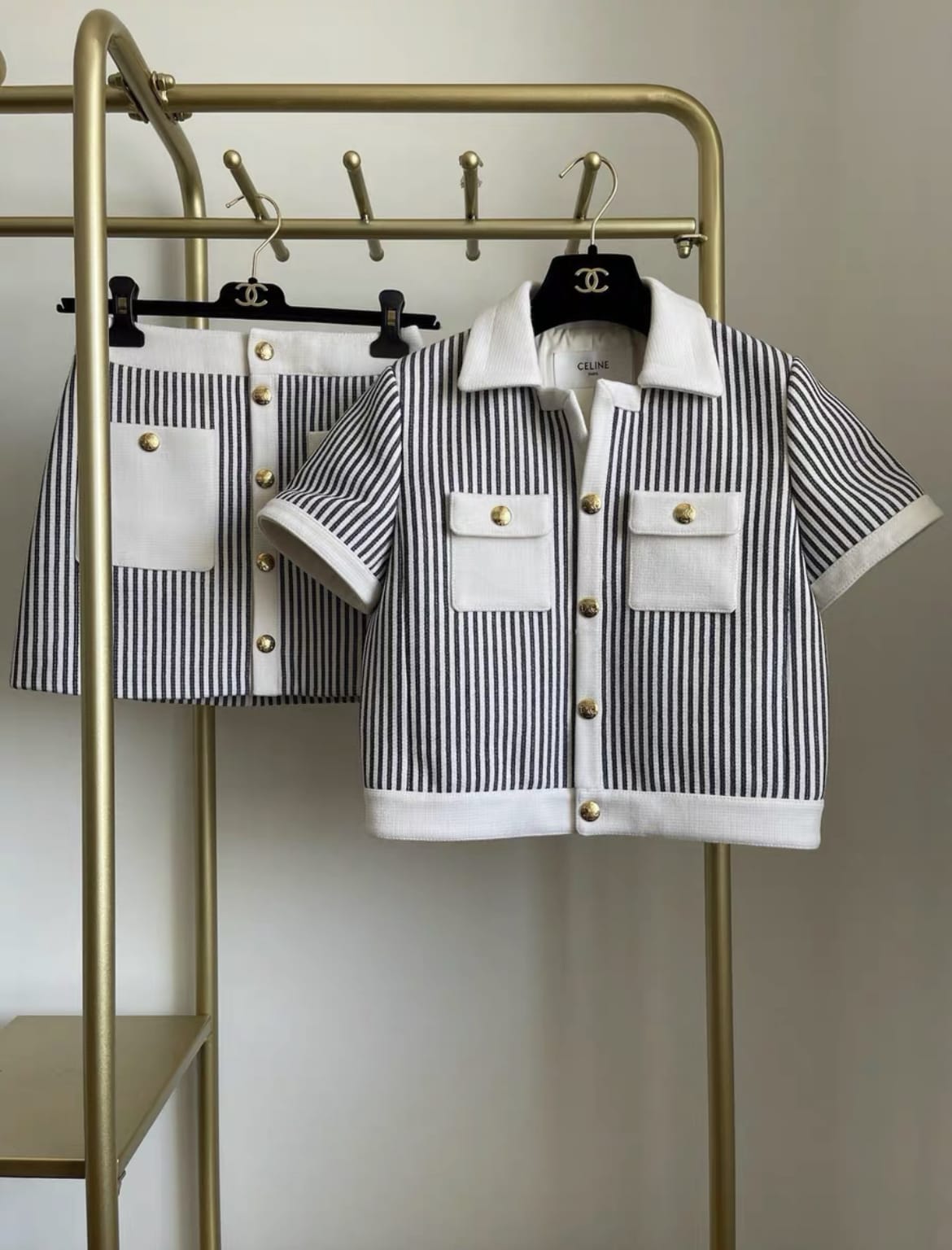Celine 23s striped small jacket +  skirt fr36