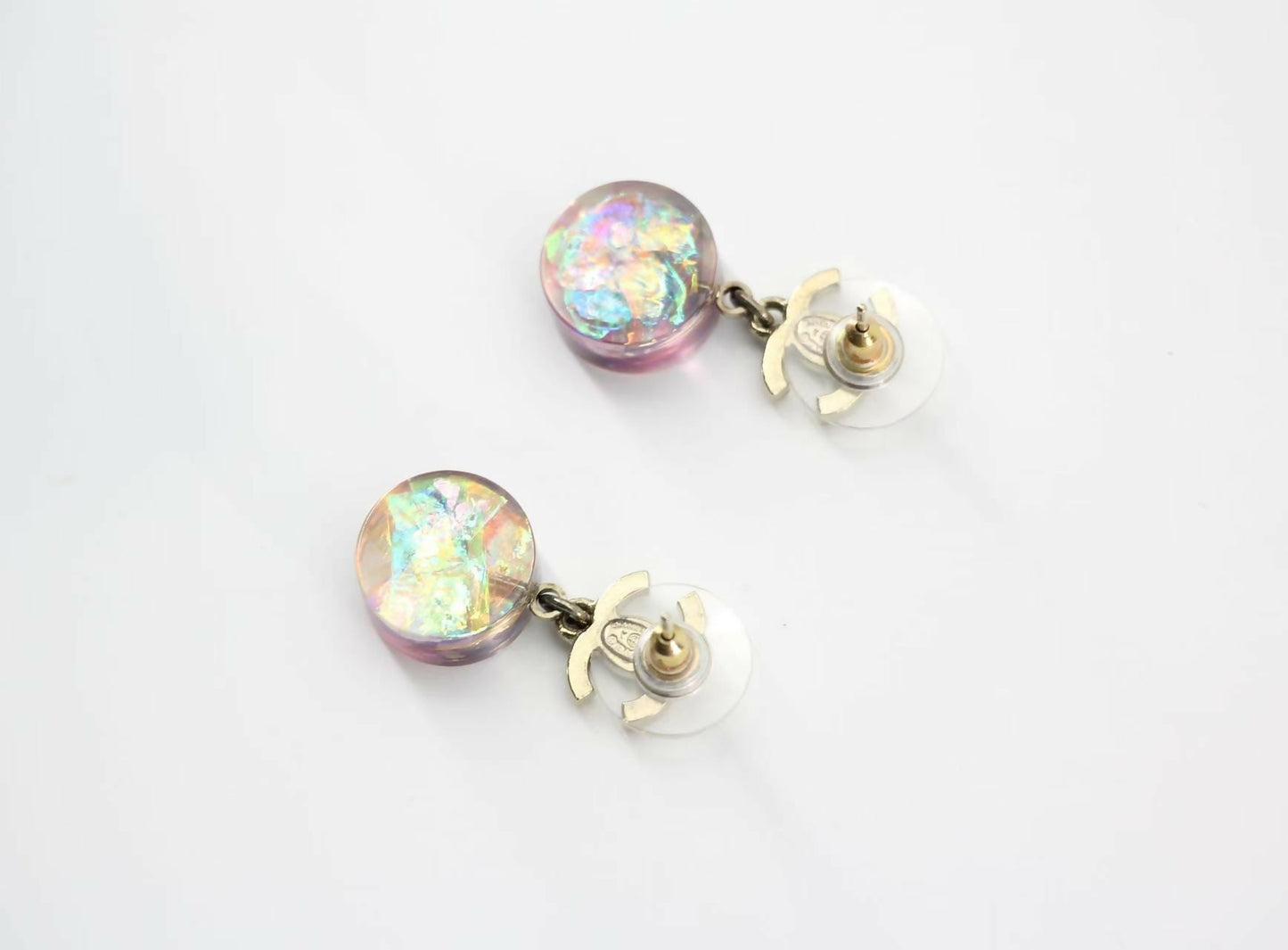 Chanel 12A Fantasy Purple Resin Round Dangle Clip-on Earrings