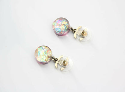 Chanel 12A Fantasy Purple Resin Round Dangle Clip-on Earrings