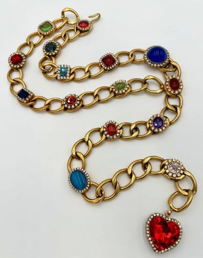 Chanel 1995 Vintage Barbie Red Heart Chain Belt
