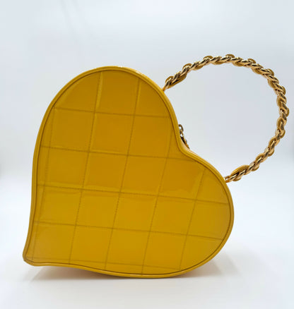 Chanel 1995 Vintage Barbie Yellow Heart Vanity Bag