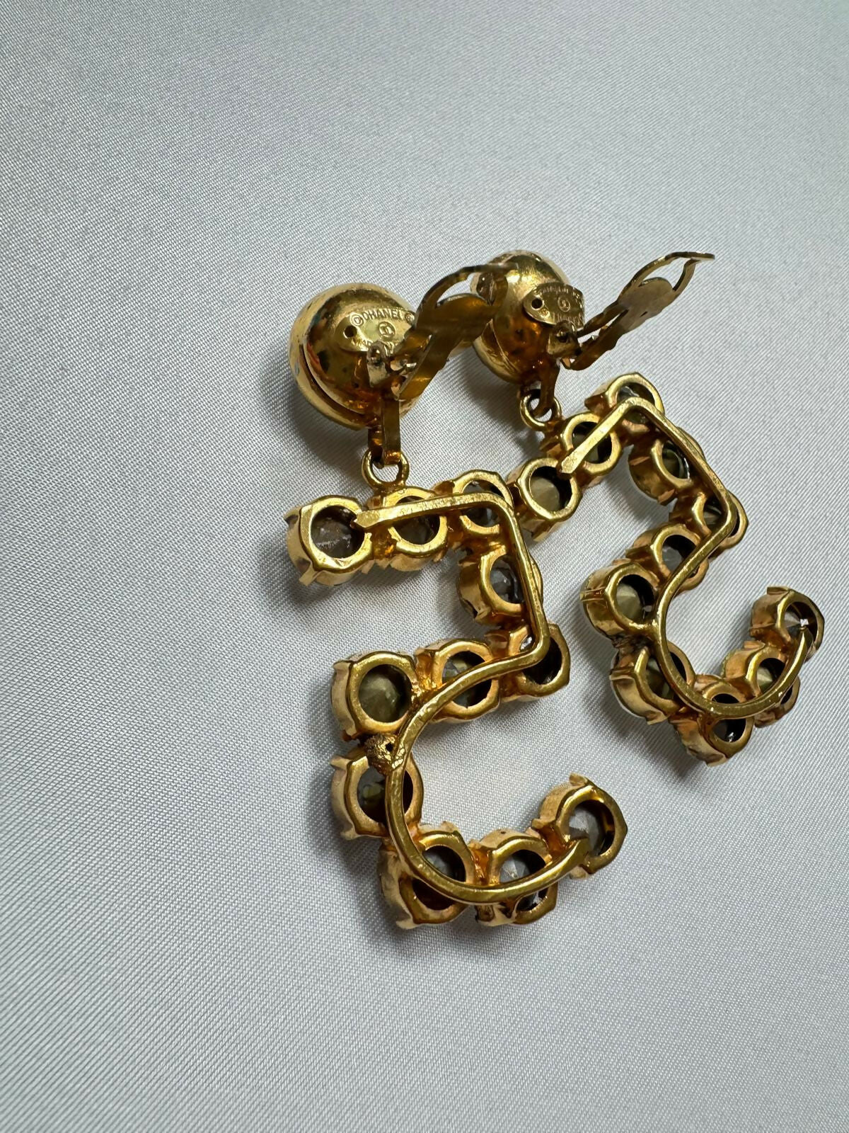 Chanel Rare 1980s Vintage Crystal No. 5 Earrings