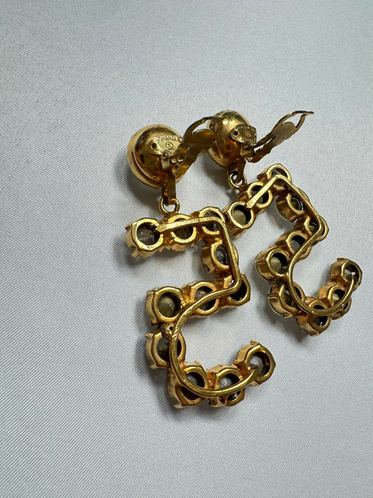 Chanel Rare 1980s Vintage Crystal No. 5 Earrings