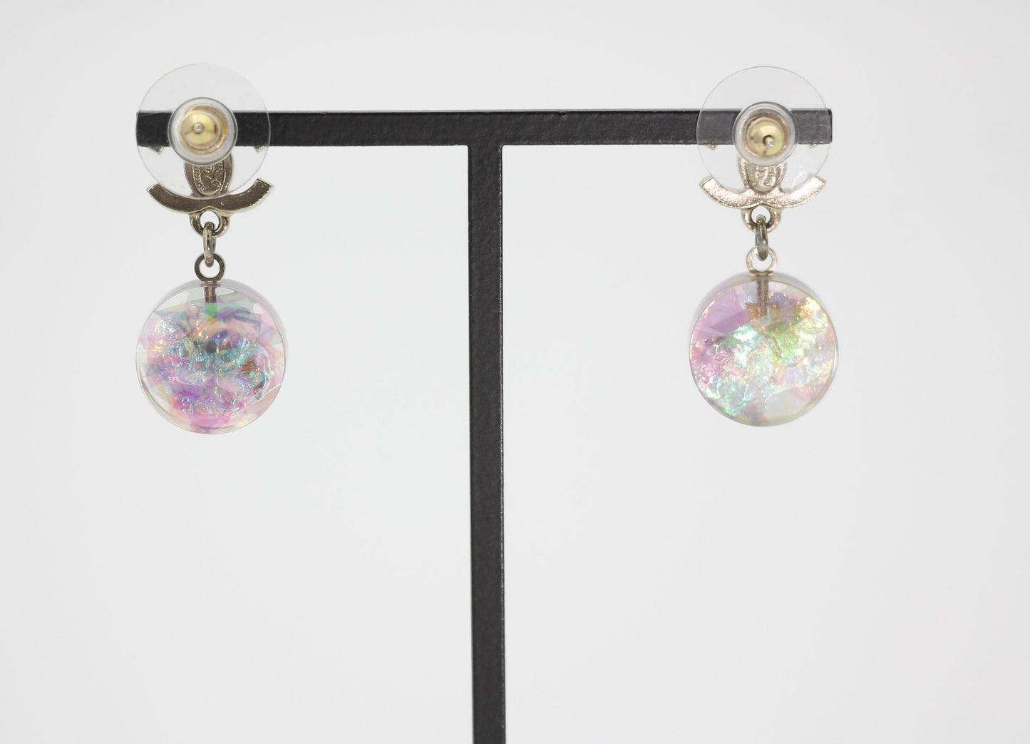 Chanel 12A Fantasy Purple Resin Round Dangle Clip-on Earrings
