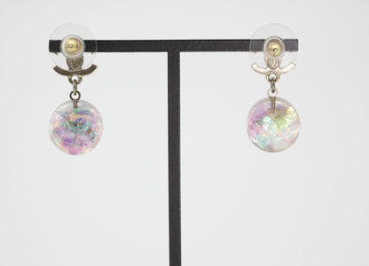Chanel 12A Fantasy Purple Resin Round Dangle Clip-on Earrings