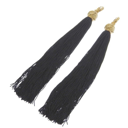 Saint Laurent Long Tassel Earrings Gold Black