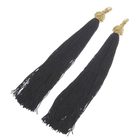 Saint Laurent Long Tassel Earrings Gold Black