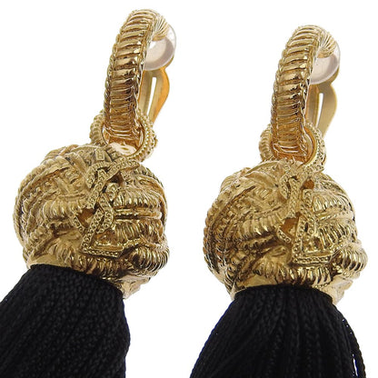 Saint Laurent Long Tassel Earrings Gold Black