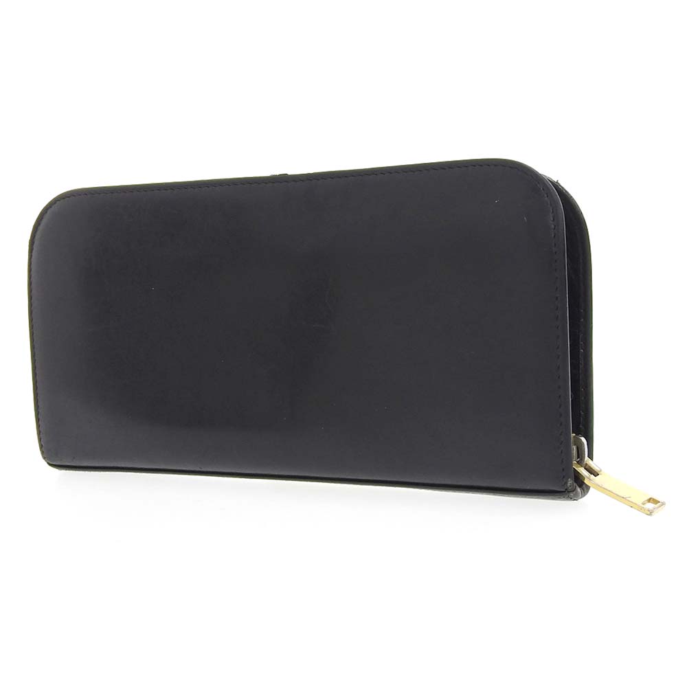 Saint Laurent Leather Round Zip Wallet Black