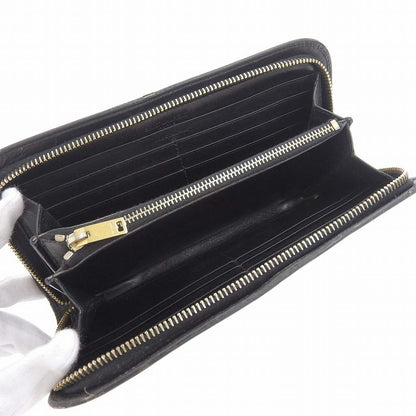 Saint Laurent Leather Round Zip Wallet Black