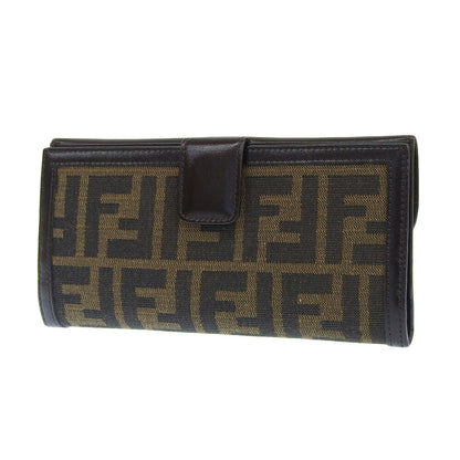 Fendi Canvas Leather Long Wallet Brown