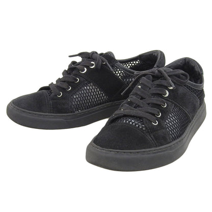 Chanel Logo Mesh Sneakers Leather Suede Black