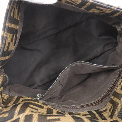 Fendi Mamma Baguette Canvas Leather Shoulder Bag