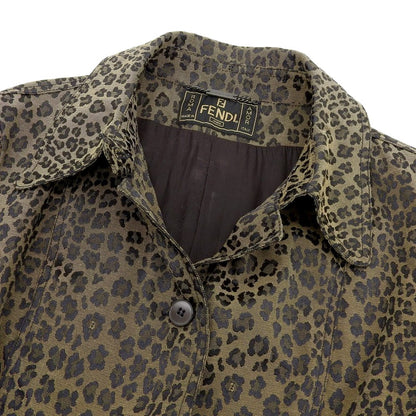 Fendi Leopard Print Jacket Brown 44