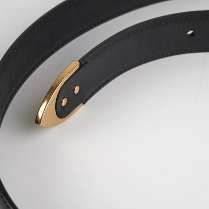 Saint Laurent Folk Buckle Belt In Brushed Leather