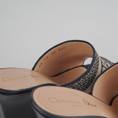 Dior Dway Navy Heeled Slides 37.5