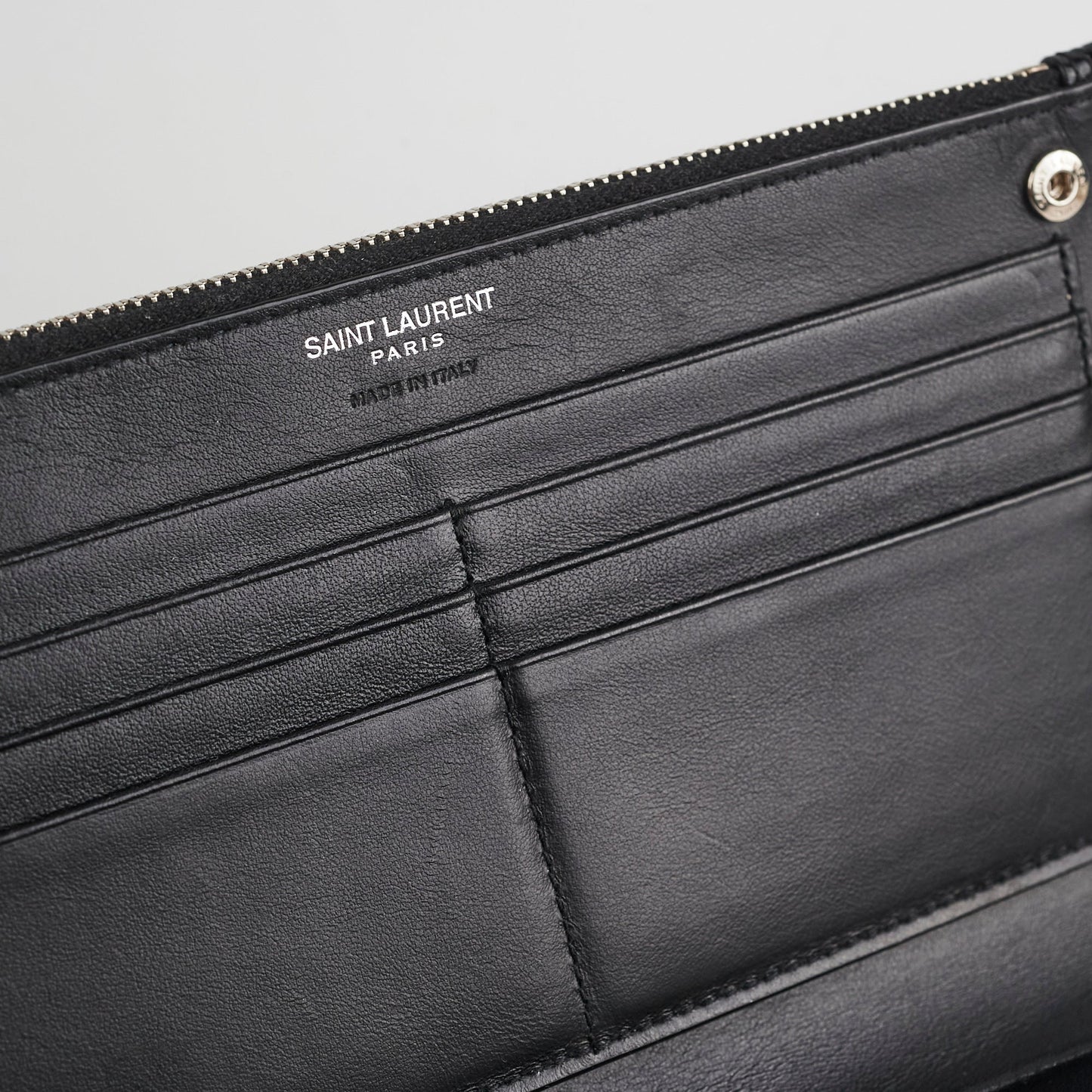Saint Laurent Croc Embossed Wallet Clutch Black