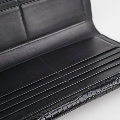 Saint Laurent Croc Embossed Wallet Clutch Black