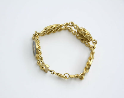 Chanel Vintage 01P Gold-plated & Enamel Star Heart Coin Bracelet