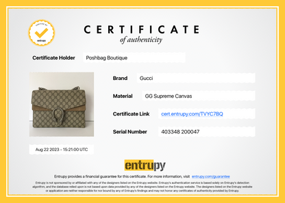 Gucci Dionysus Medium GG Supreme Monogram Canvas Bag