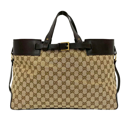 Gucci GG Canvas Leather Tote Bag