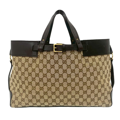 Gucci GG Canvas Leather Tote Bag
