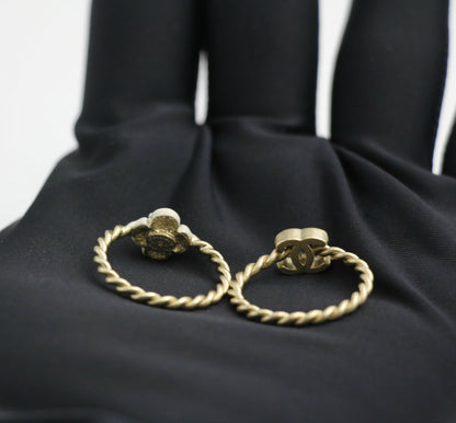 Chanel B11A Metal Camellia Two-Piece Ring Set