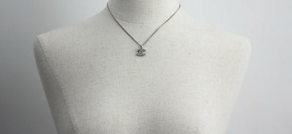 Chanel 10V Rhinestone Silver CC Mark Necklace