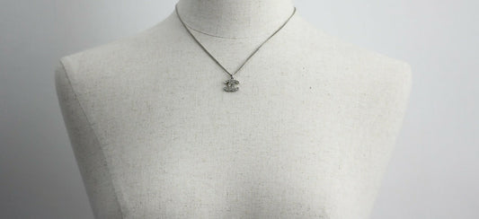 Chanel 10V Rhinestone Silver CC Mark Necklace