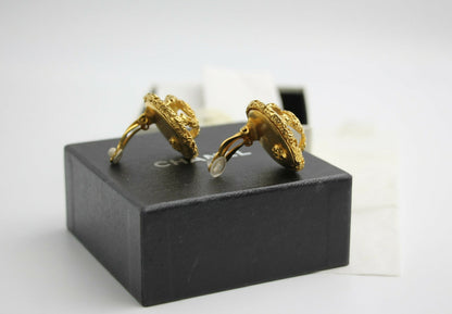 Chanel Vintage 93A Rare Lava Glass Mirror Clip-on Earrings