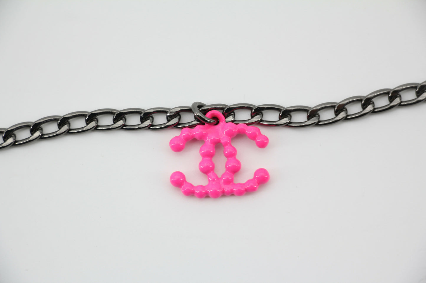Chanel Vintage 04A Resin Fluorescent Pink CC Necklace