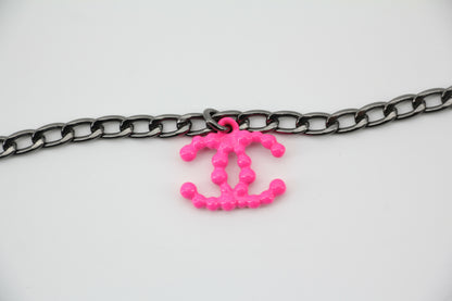 Chanel Vintage 04A Resin Fluorescent Pink CC Necklace