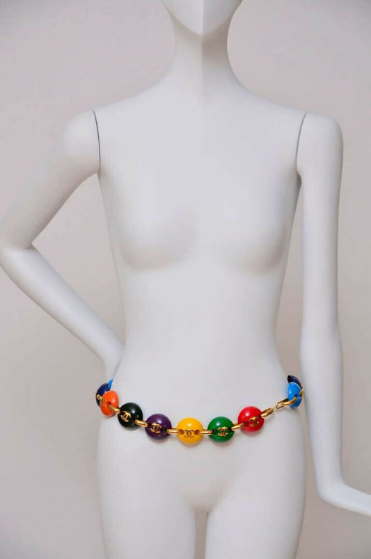 Chanel Vintage Multicolor Resin CC Logo Belt/Necklace