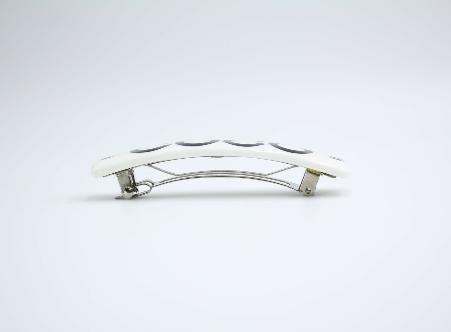 Chanel Vintage 01P Resin Coco Logo White Hairpin